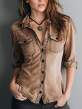 Nuria · Blusa retro con costuras en contraste