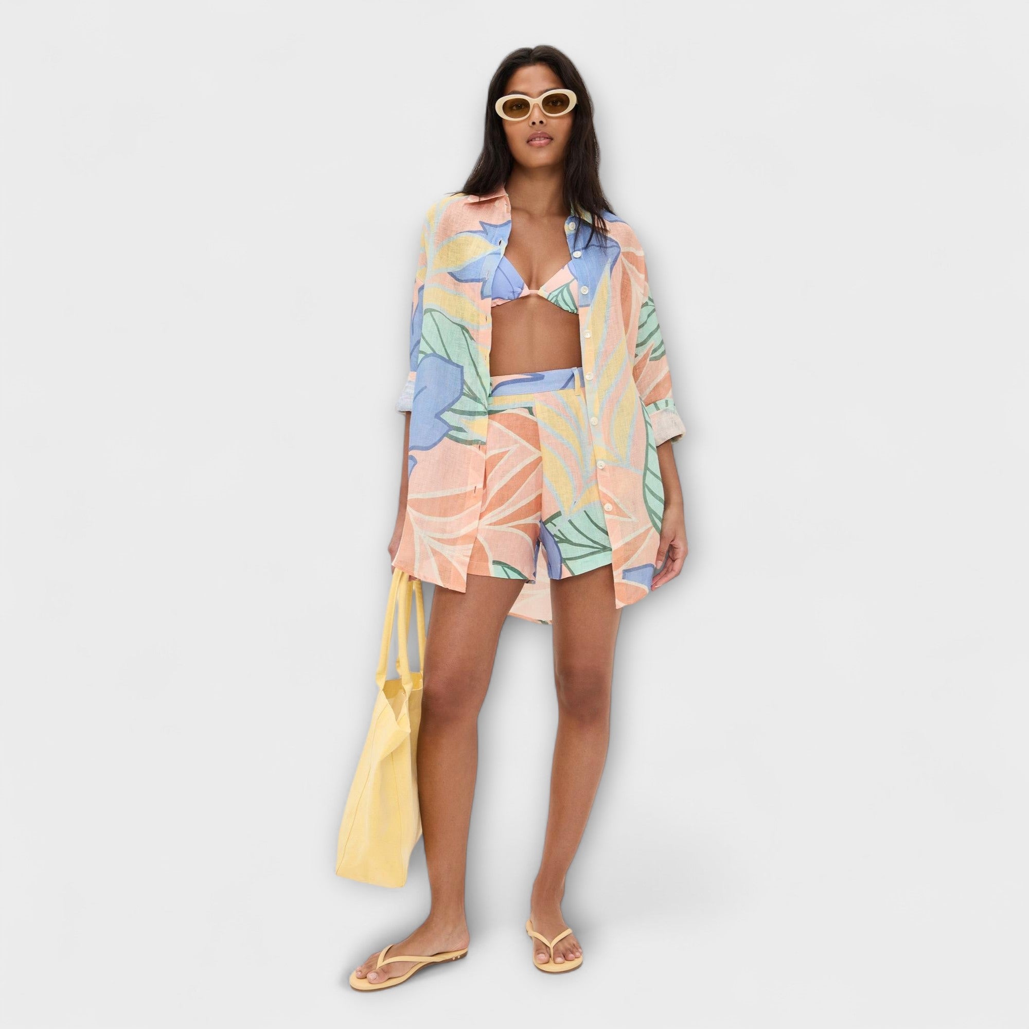 Mary - Conjunto Corto de Estampado Tropical de Playa Boyfriend