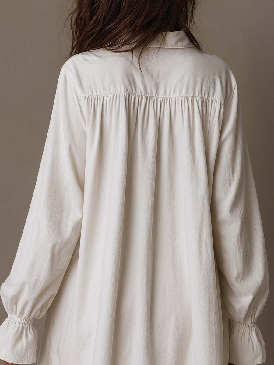 Vestido Mini de Manga Larga con Encaje y Dobladillo Irregular de Estilo Retro
