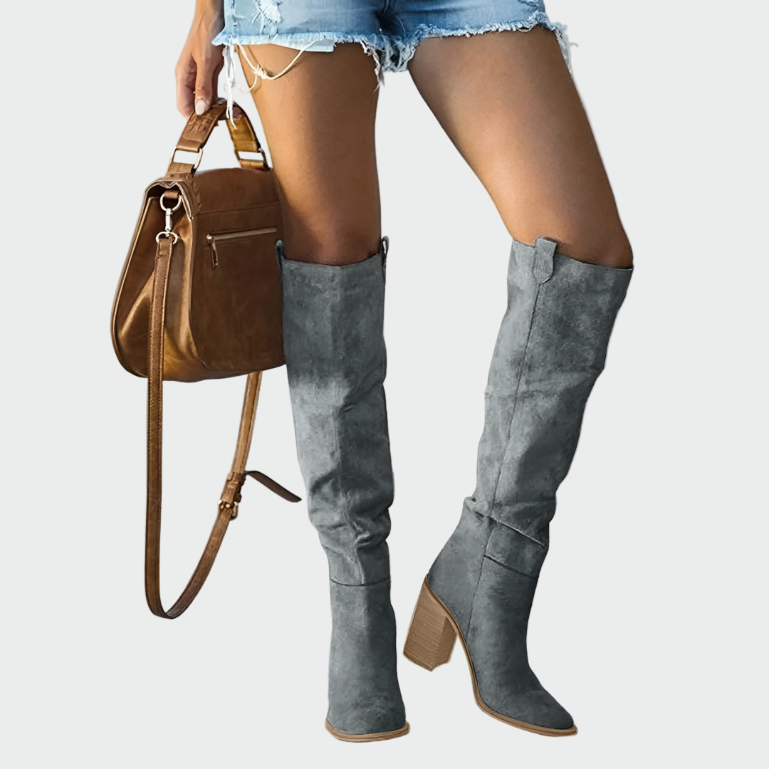Botas Altas Estilo Western con Tacón Estable