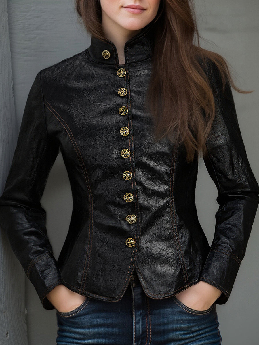 Renata · Chaqueta Retro Botones Metálicos