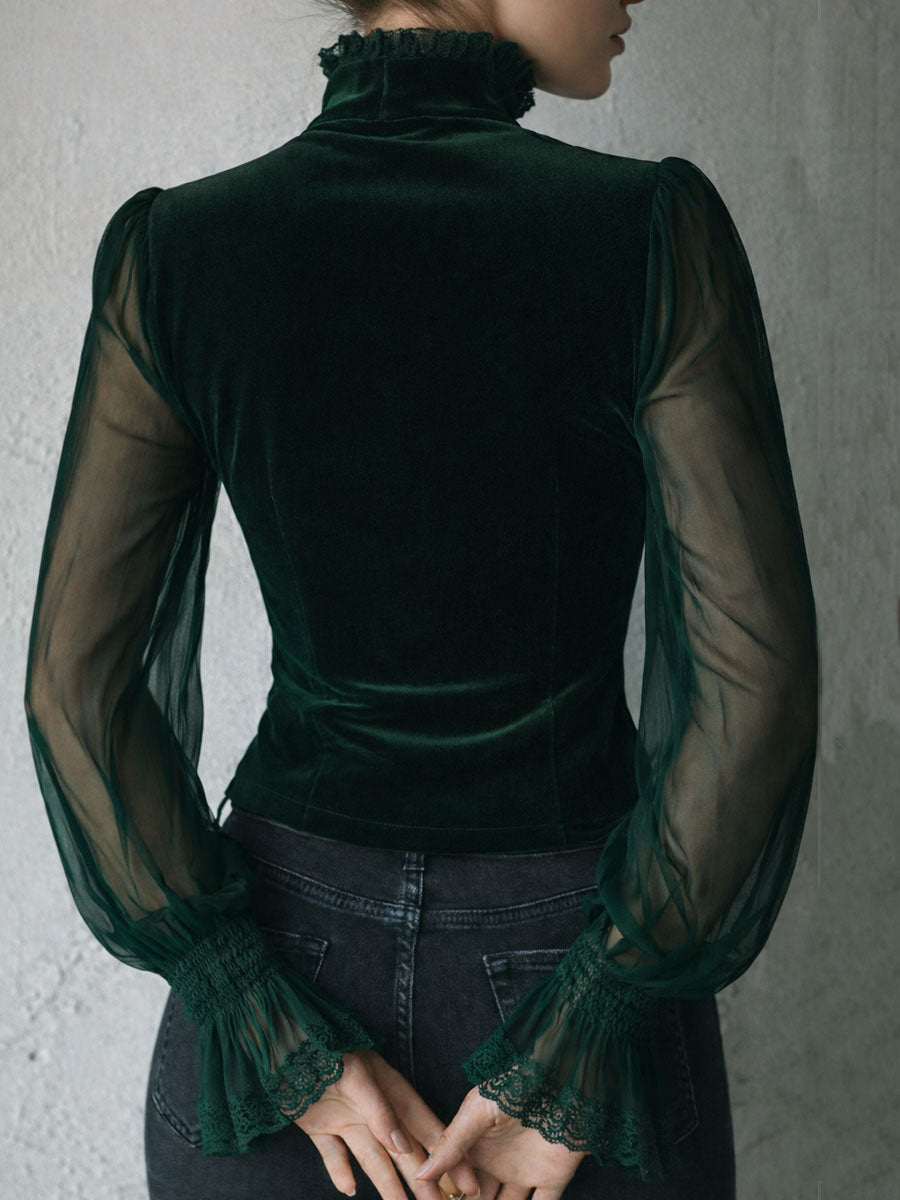 Victoria · Blusa Corsé Terciopelo Negro