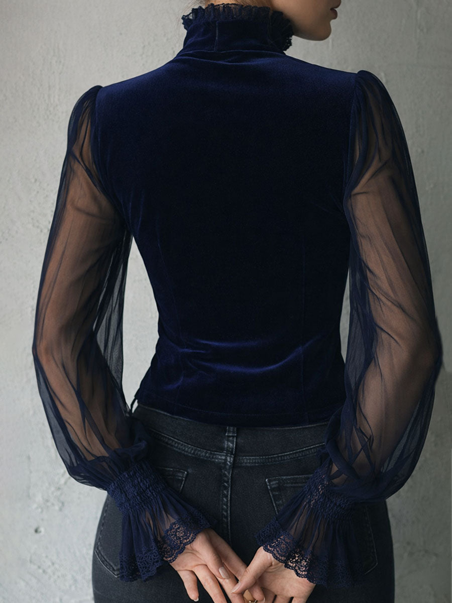 Victoria · Blusa Corsé Terciopelo Negro