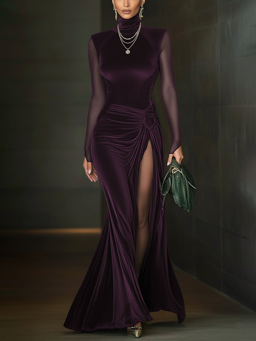 Esmeralda · Vestido maxi verde con abertura