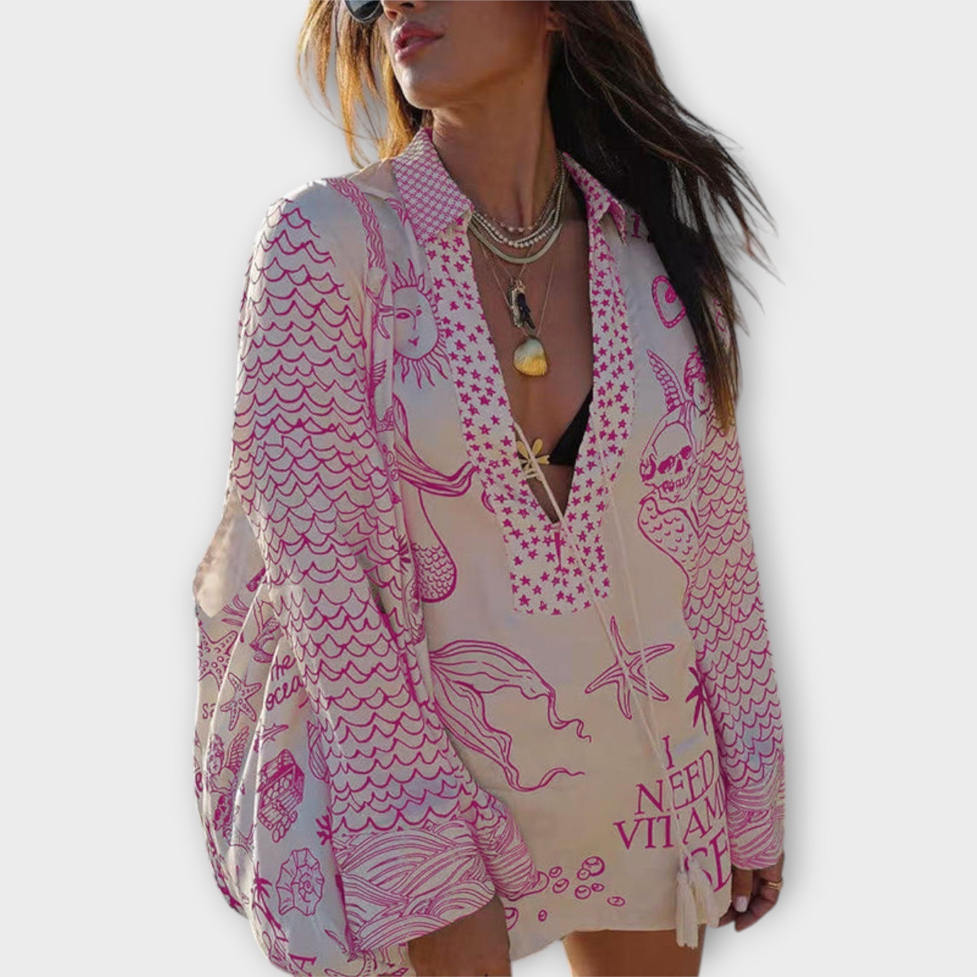Liv - Conjunto de camisa y pantalones cortos de satén