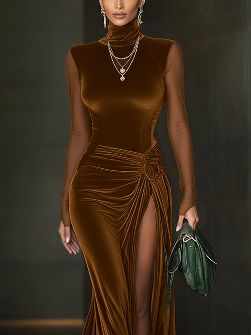 Esmeralda · Vestido maxi verde con abertura