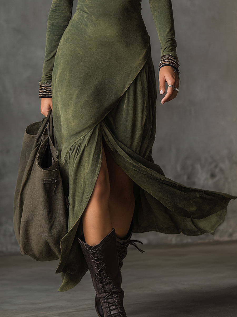 Aurora · Vestido midi bohemio con cremallera