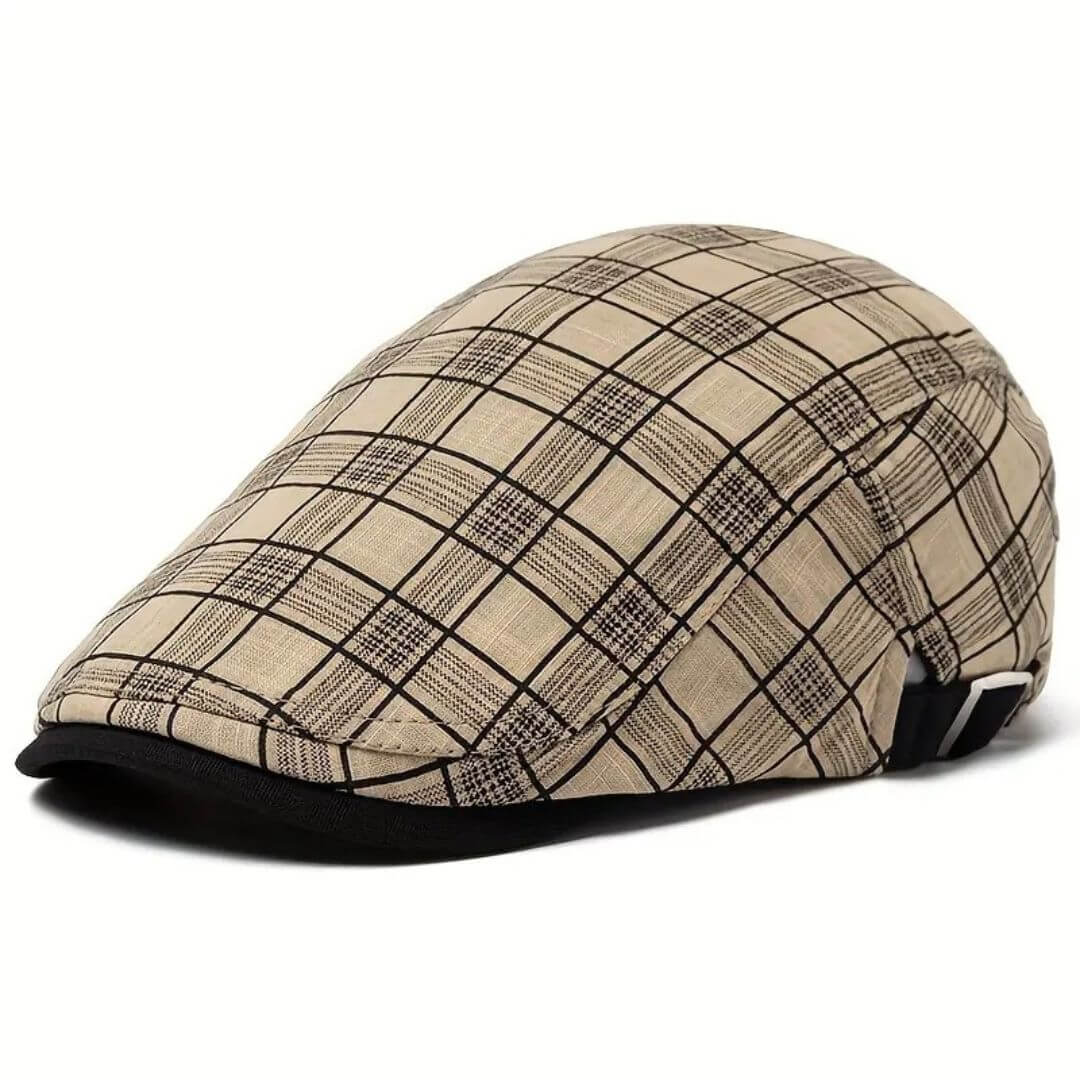 Striped Linen and Cotton Flat Cap | WELLINGTON