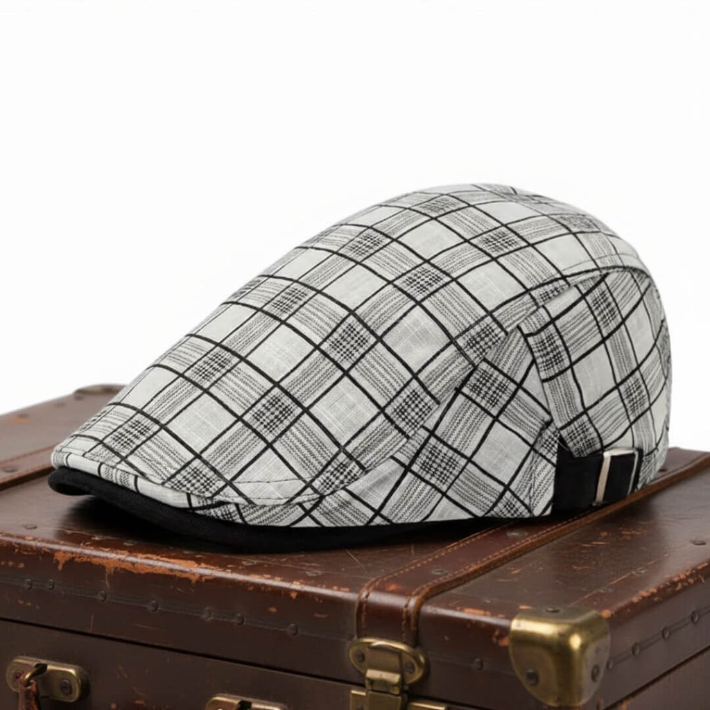 Striped Linen and Cotton Flat Cap | WELLINGTON