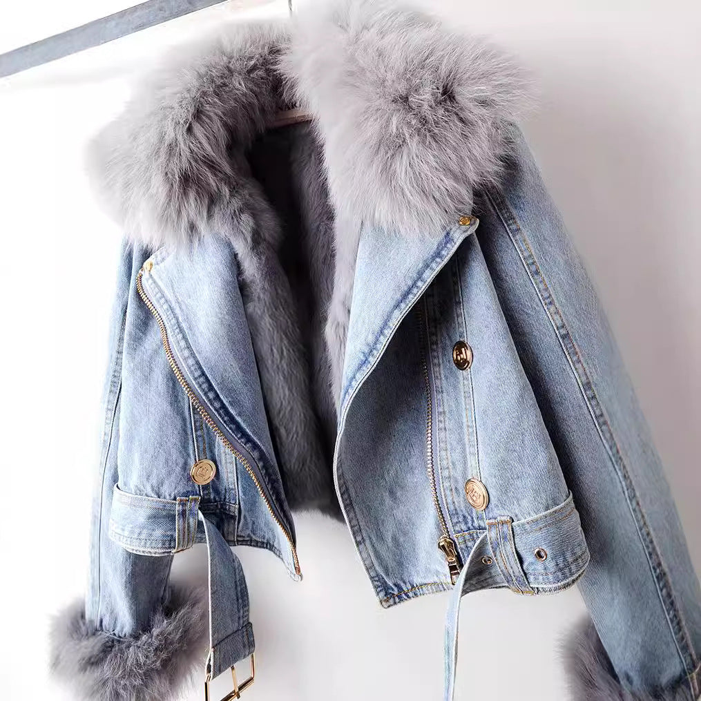 Margaux | Chaqueta denim con cuello de pelo