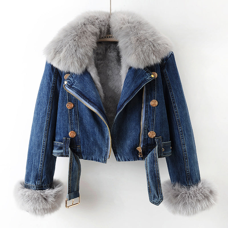 Margaux | Chaqueta denim con cuello de pelo
