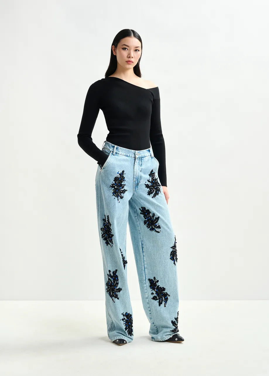 Jeans de Denim Decorados Lavena