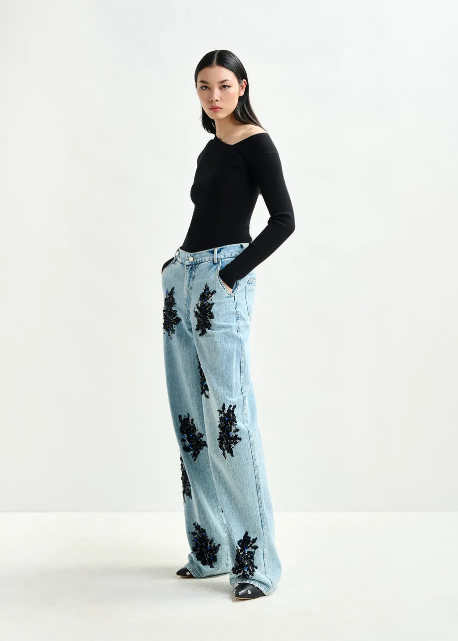 Jeans de Denim Decorados Lavena