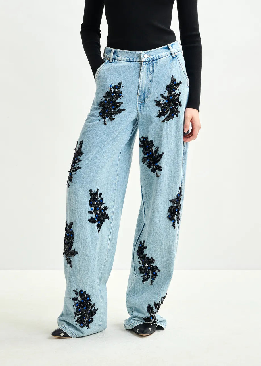 Jeans de Denim Decorados Lavena