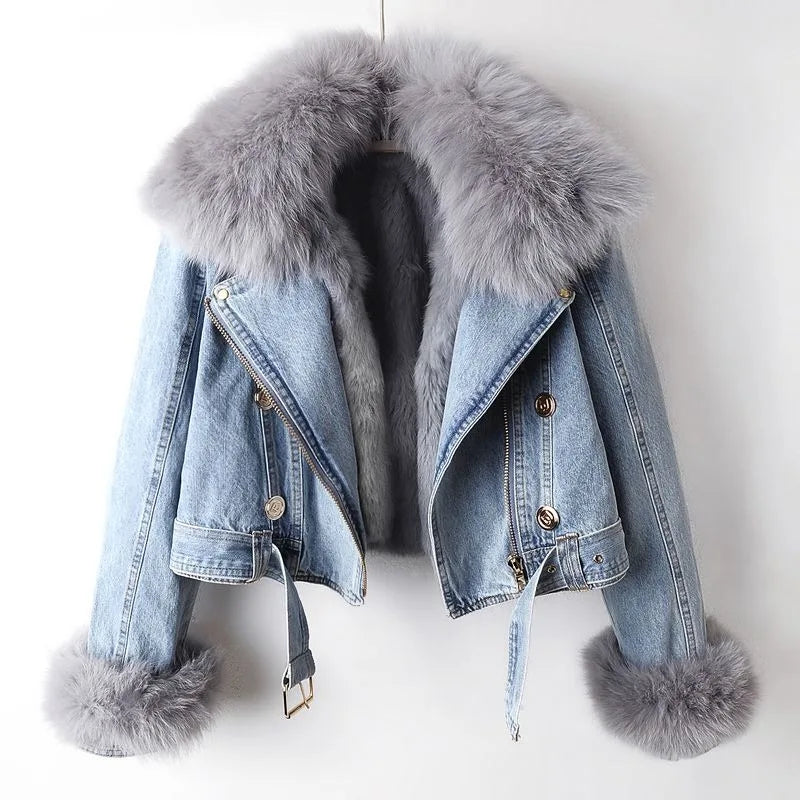 Margaux | Chaqueta denim con cuello de pelo