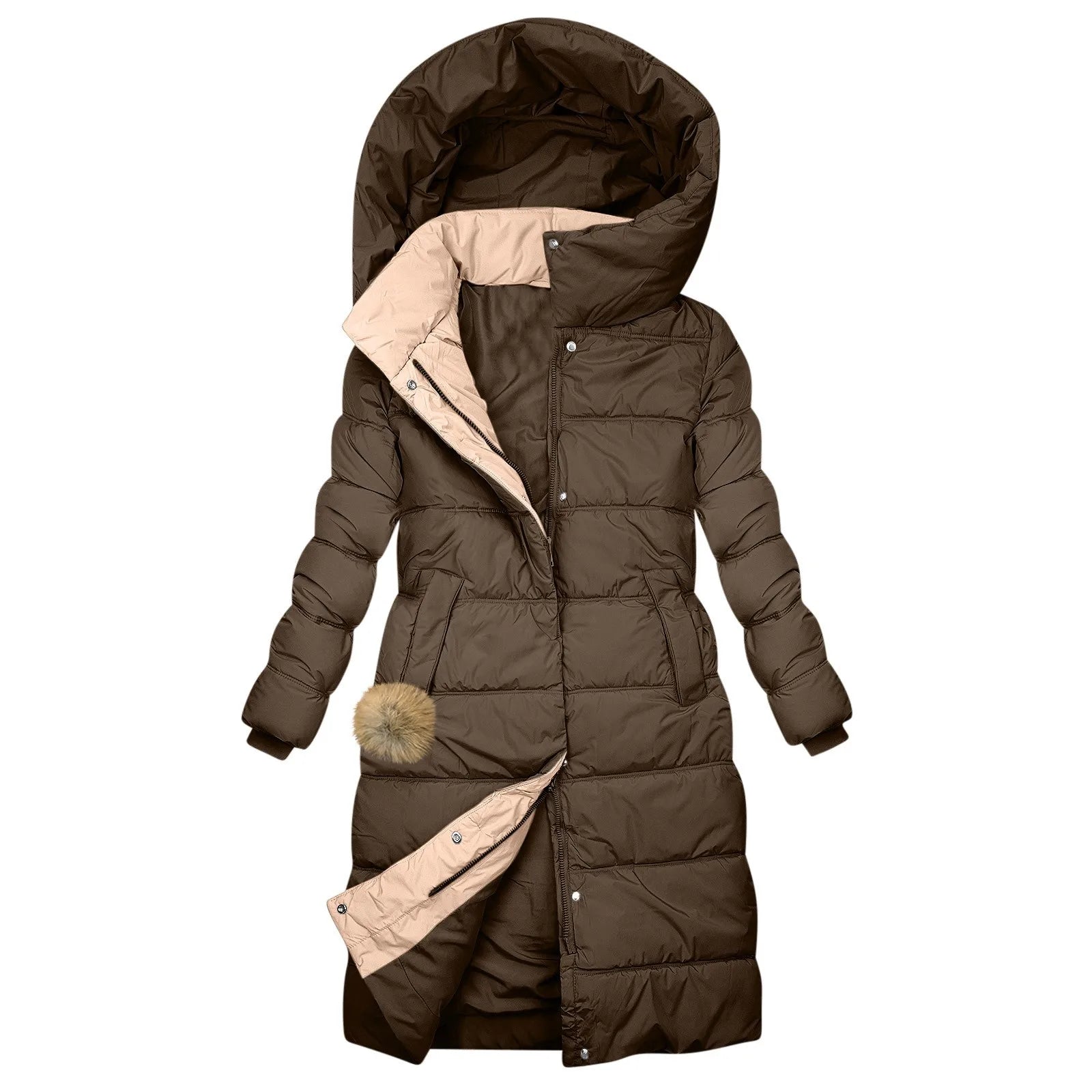Karolína | Abrigo largo de invierno elegante con capucha