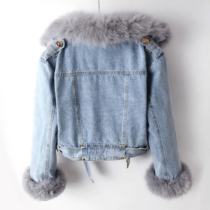 Margaux | Chaqueta denim con cuello de pelo