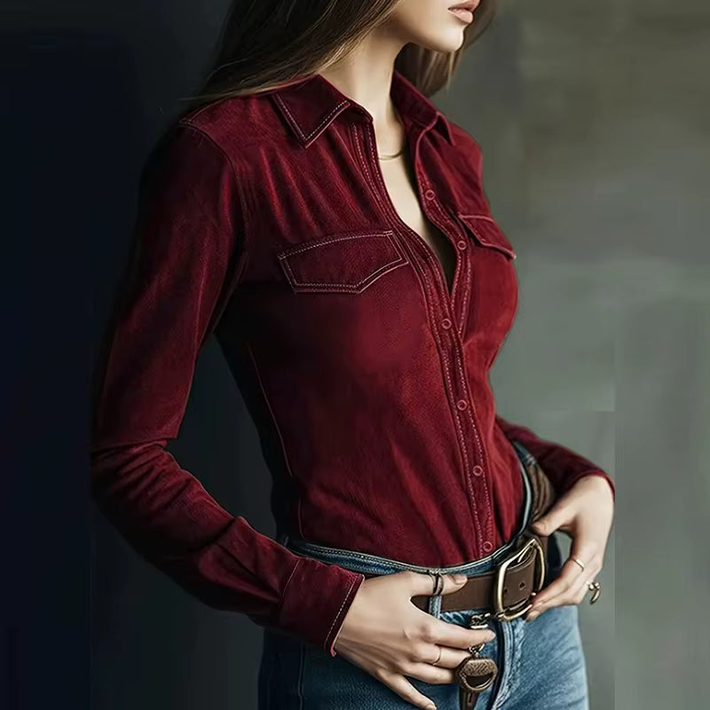 Elena · Blusa elegante con cuello de lazo
