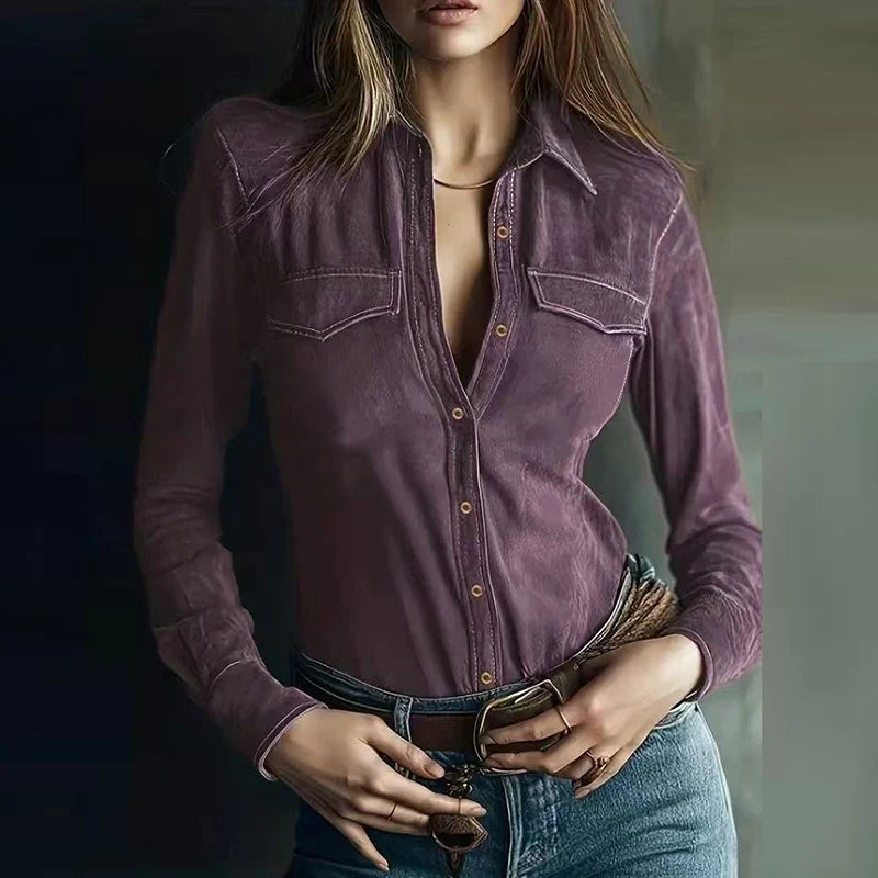 Elena · Blusa elegante con cuello de lazo