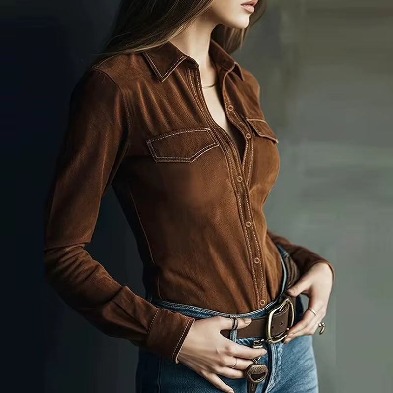 Elena · Blusa elegante con cuello de lazo