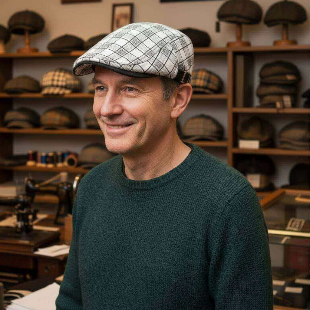 Striped Linen and Cotton Flat Cap | WELLINGTON
