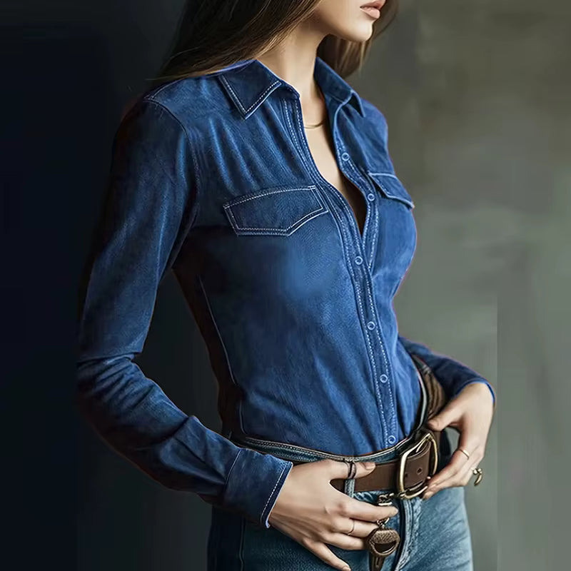 Elena · Blusa elegante con cuello de lazo