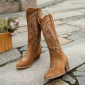 Botas de Vaquero de Ante para Mujeres con Tacón Cuadrado – Estilo Atemporal