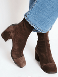 Avelina™ | Botines de tacón ancho con acabado tipo ante