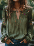 Manuela · Camisa bordada con flores bohemias