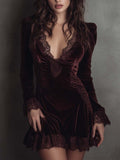 Sofía · Vestido mini burdeos con encaje