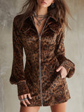 Natalia · Vestido mini leopardo con mangas de linterna