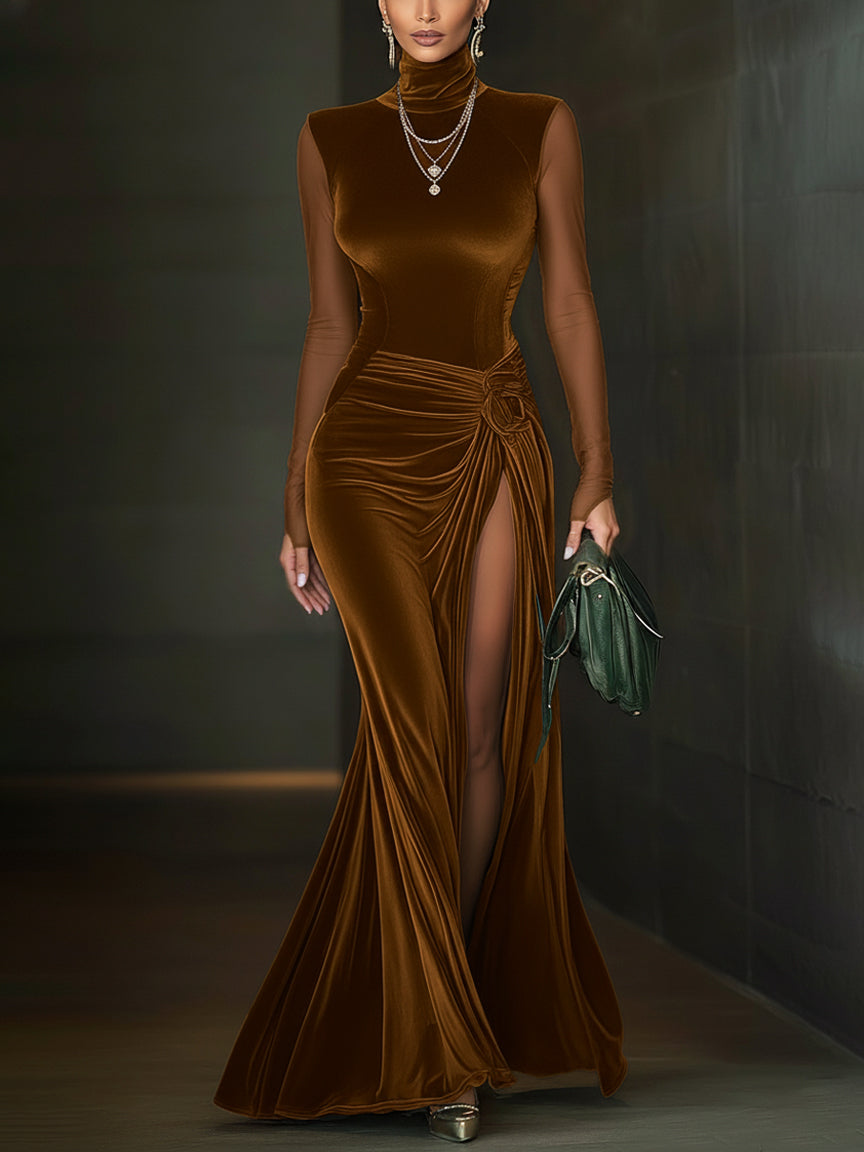 Esmeralda · Vestido maxi verde con abertura