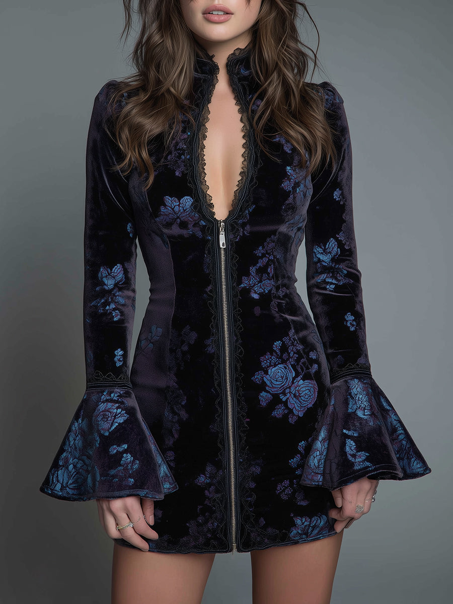 Vera · Vestido Mini Terciopelo Burdeos