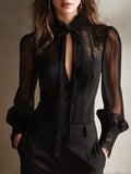 Teresa · Blusa Chifón Cuello Alto con Lazo