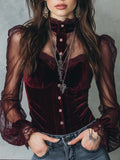 Valera · Blusa Terciopelo Mangas Transparentes