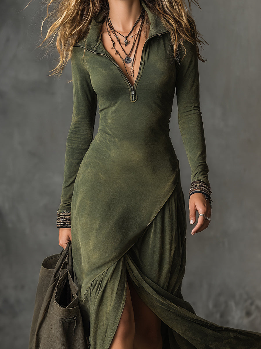 Aurora · Vestido midi bohemio con cremallera