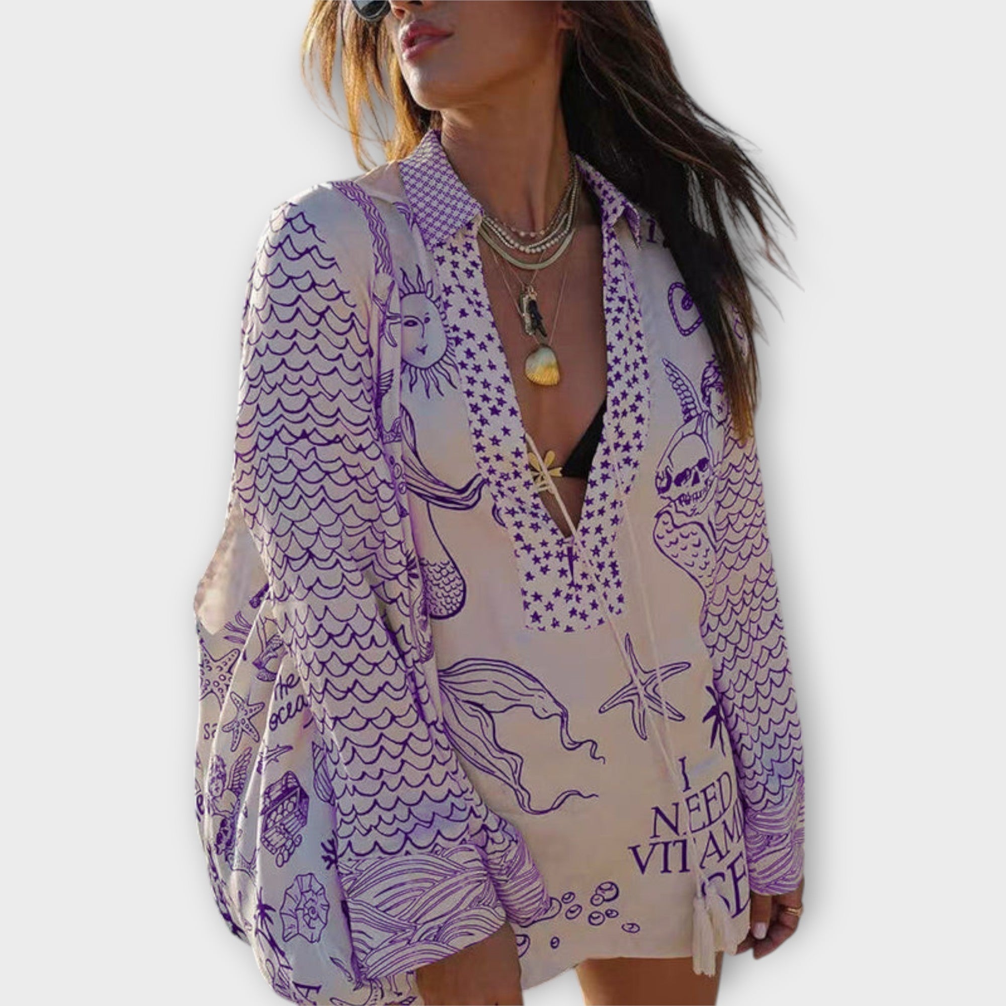 Liv - Conjunto de camisa y pantalones cortos de satén