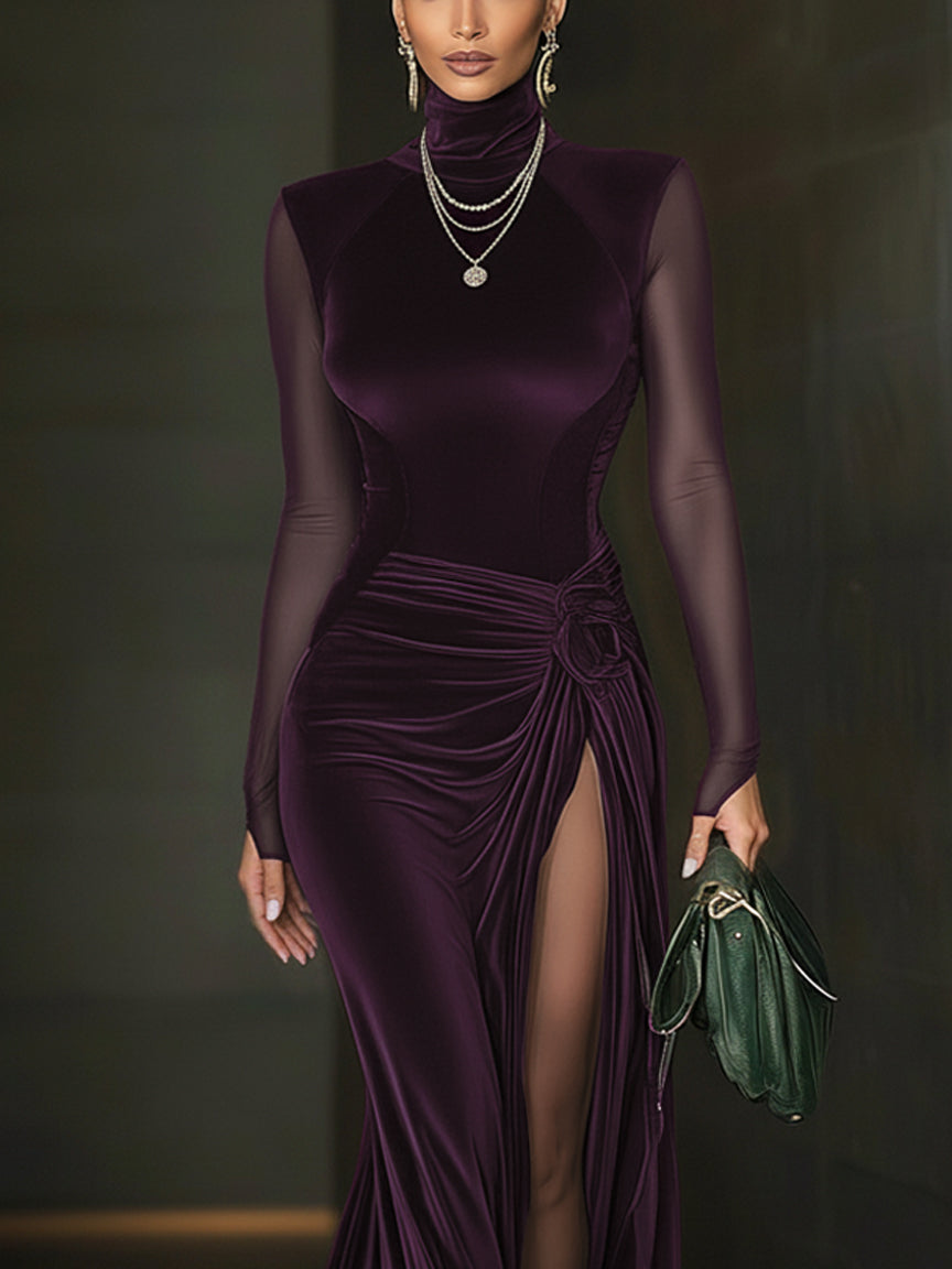 Esmeralda · Vestido maxi verde con abertura