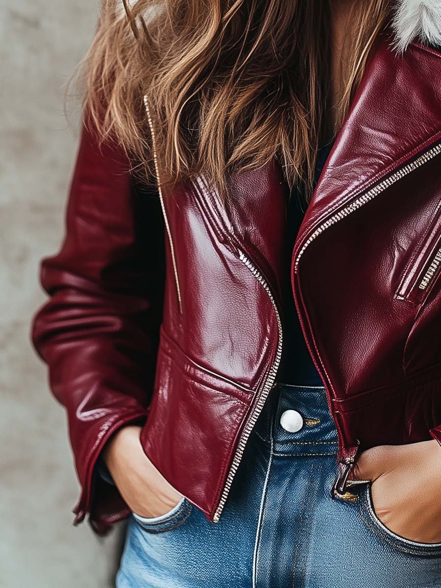 Olivia · Chaqueta Cuello de Piel Vintage