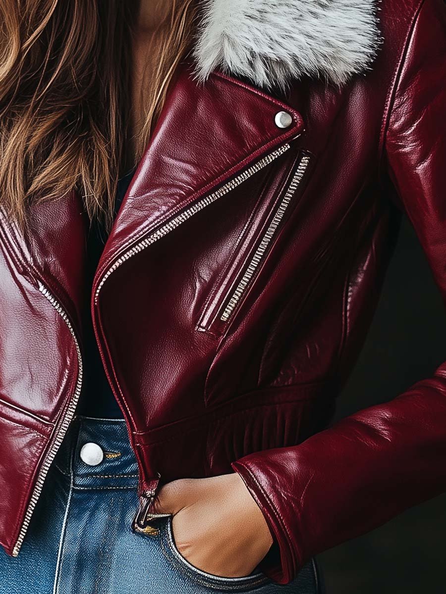 Olivia · Chaqueta Cuello de Piel Vintage