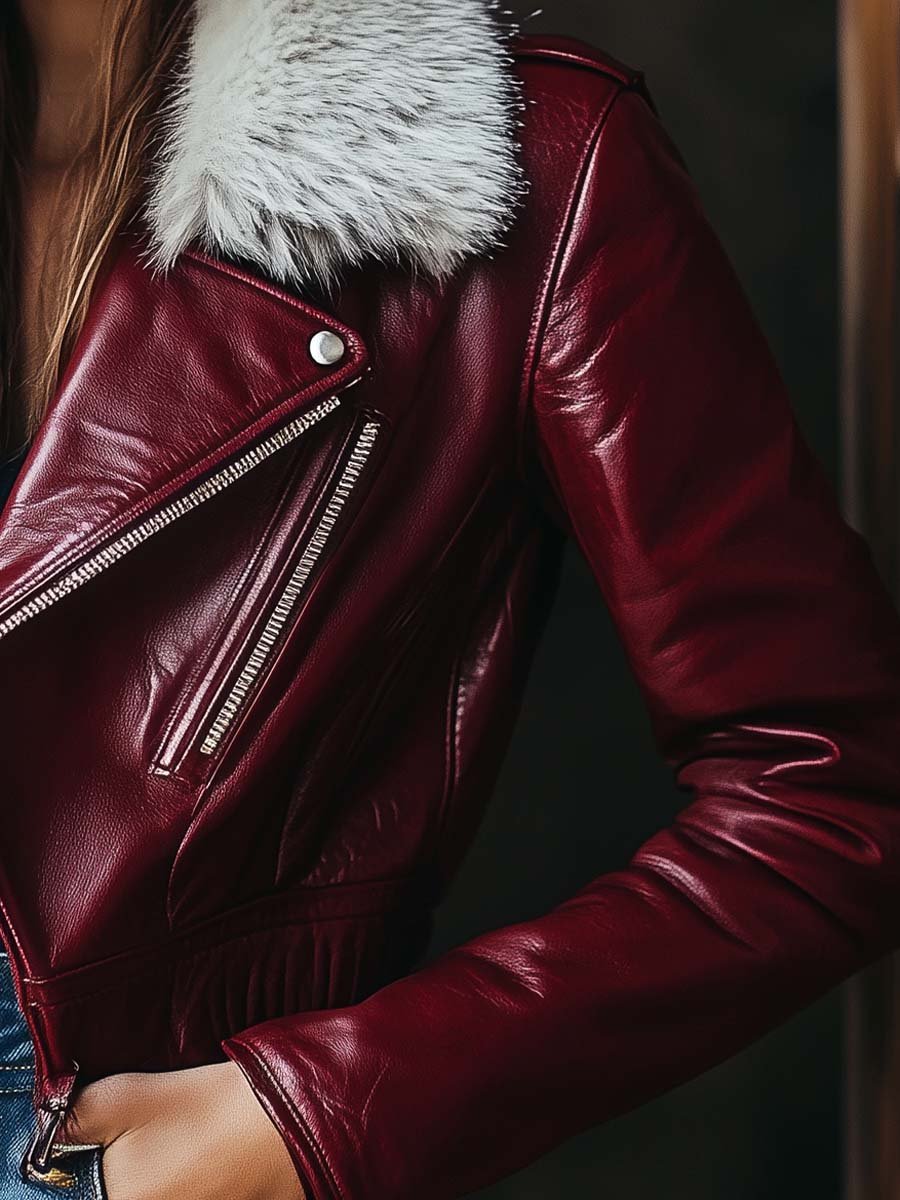 Olivia · Chaqueta Cuello de Piel Vintage